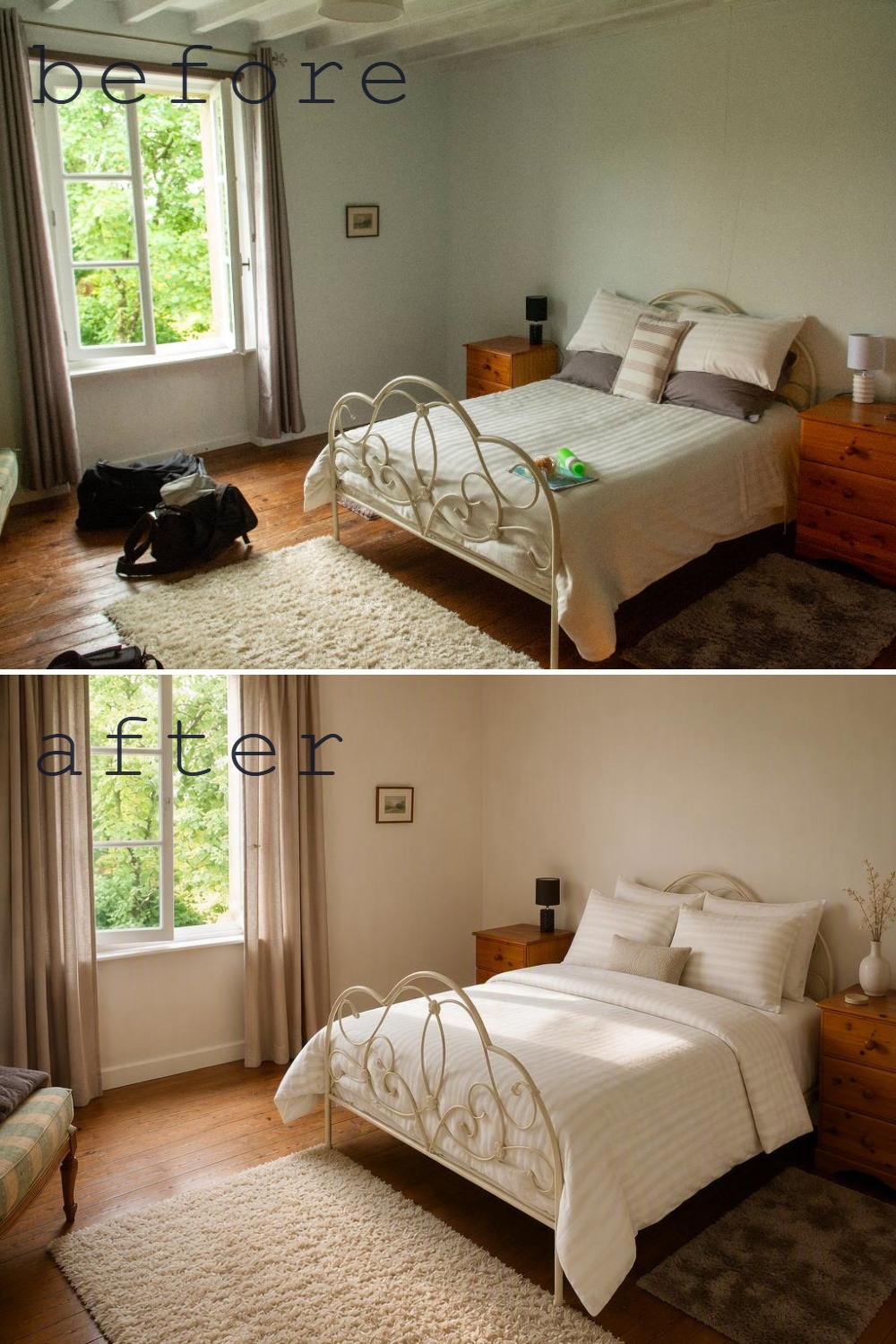 A warm minimalist bedroom concept